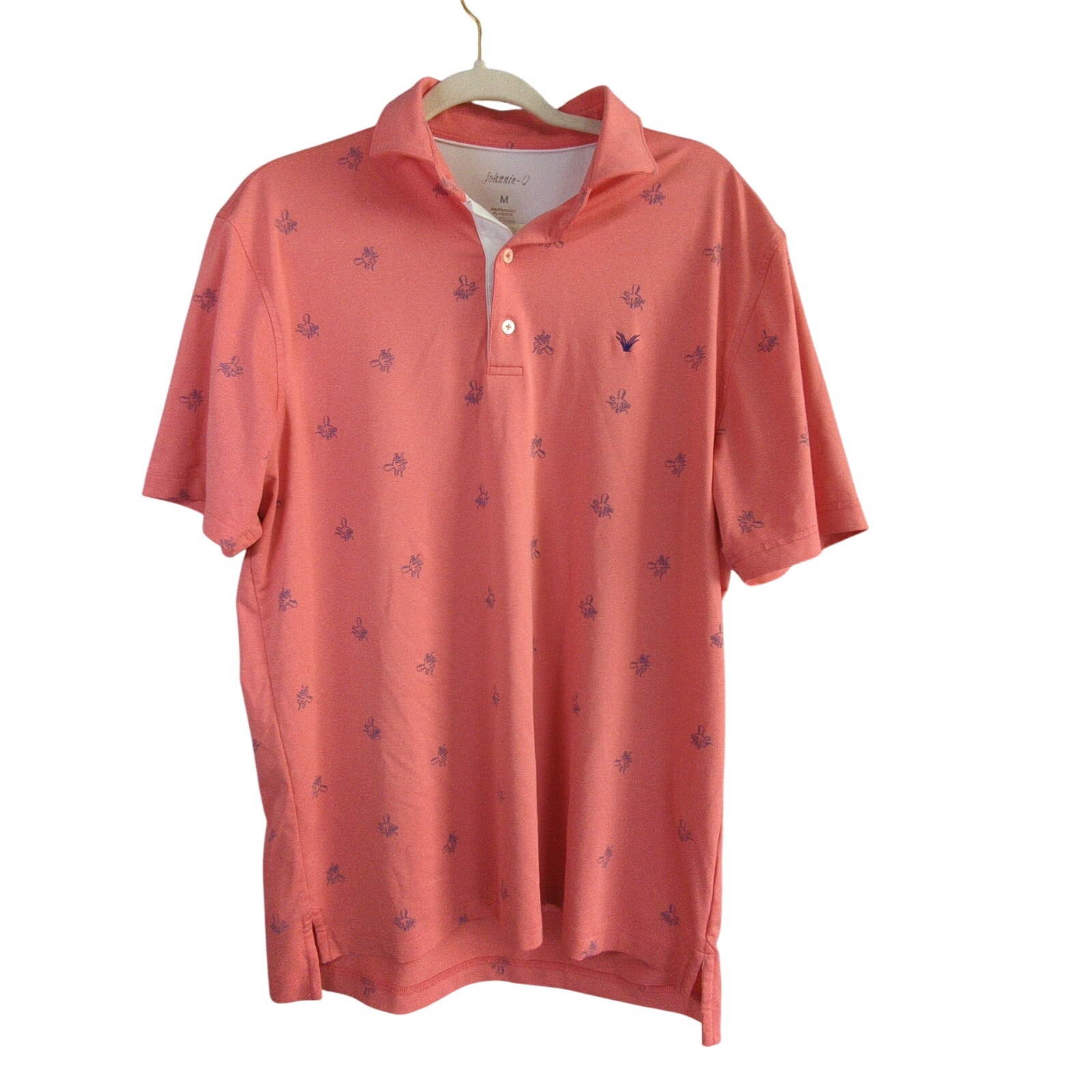 Johnnie O Performance Shirt Mens M Pink Octopus Stretch Windsong Farm Golf Logo
